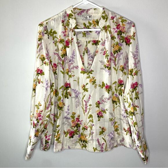 Mille Resortwear Freya Floral Peasant Top Size M - Picture 2 of 10